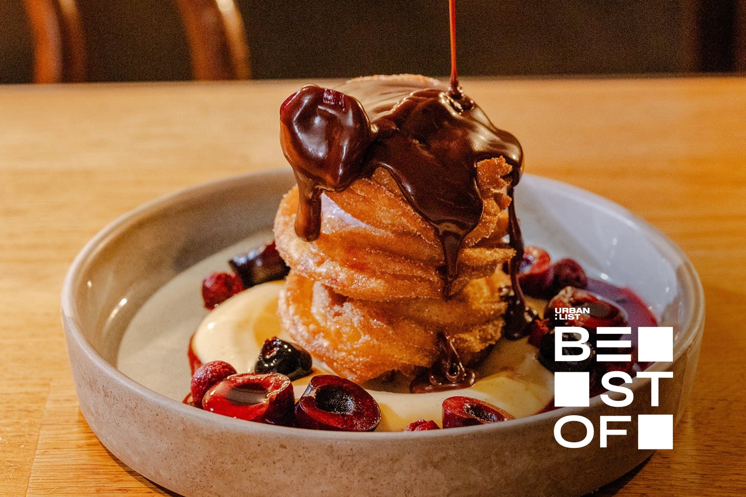 chocolate drizzled over a dessert at a romantic restaurant in Perth